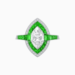 Load image into Gallery viewer, Art Deco Style Marquise Cut Ring with Double Halo Featuring Gemstone and Diamond Halo - Shahin Jewelry