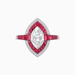 Load image into Gallery viewer, Art Deco Style Marquise Cut Ring with Double Halo Featuring Gemstone and Diamond Halo - Shahin Jewelry