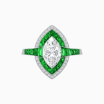Load image into Gallery viewer, Art Deco Style Marquise Cut Ring with Double Halo Featuring Gemstone and Diamond Halo - Shahin Jewelry