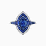 Load image into Gallery viewer, Art Deco Style Marquise Cut Ring with Double Halo Featuring Gemstone and Diamond Halo - Shahin Jewelry