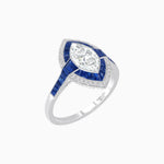 Load image into Gallery viewer, Art Deco Style Marquise Cut Ring with Double Halo Featuring Gemstone and Diamond Halo - Shahin Jewelry