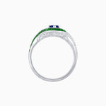Load image into Gallery viewer, Art Deco Style Marquise Cut Wave Ring Mounting with Baguette Diamonds and Calibre-Cut Gemstones - Shahin Jewelry
