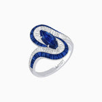 Load image into Gallery viewer, Art Deco Style Marquise Cut Wave Ring Mounting with Baguette Diamonds and Calibre-Cut Gemstones - Shahin Jewelry