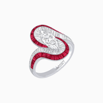 Load image into Gallery viewer, Art Deco Style Marquise Cut Wave Ring Mounting with Baguette Diamonds and Calibre-Cut Gemstones - Shahin Jewelry