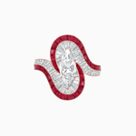Load image into Gallery viewer, Art Deco Style Marquise Cut Wave Ring Mounting with Baguette Diamonds and Calibre-Cut Gemstones - Shahin Jewelry