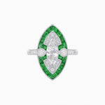 Load image into Gallery viewer, Art Deco Style Marquise Diamond and Calibrated Ring - Shahin Jewelry