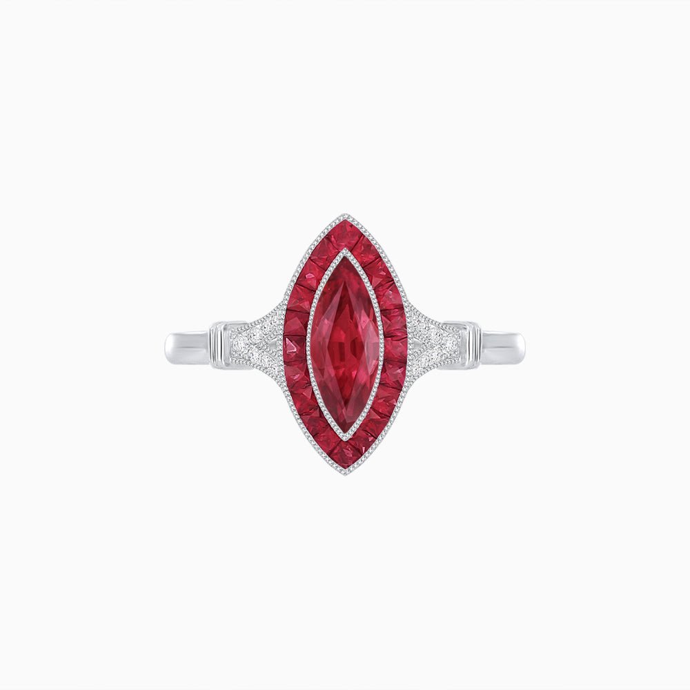 Art Deco Style Marquise Gemstone Ring - Shahin Jewelry