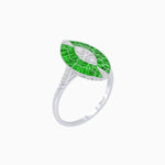 Load image into Gallery viewer, Art Deco Style Marquise Shape Center Clover Illusion Ring with Gemstone - Shahin Jewelry