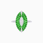 Load image into Gallery viewer, Art Deco Style Marquise Shape Center Clover Illusion Ring with Gemstone - Shahin Jewelry
