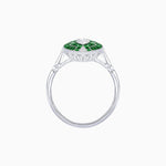 Load image into Gallery viewer, Art Deco Style Marquise Shape Center Clover Ring with Diamond and Gemstone - Shahin Jewelry