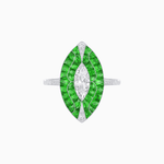 Load image into Gallery viewer, Art Deco Style Marquise Shape Center Clover Ring with Diamond and Gemstone - Shahin Jewelry