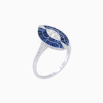 Load image into Gallery viewer, Art Deco Style Marquise Shape Center Clover Ring with Diamond and Gemstone - Shahin Jewelry