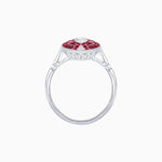 Load image into Gallery viewer, Art Deco Style Marquise Shape Center Clover Ring with Diamond and Gemstone - Shahin Jewelry