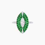 Load image into Gallery viewer, Art Deco Style Marquise Shape Center Clover Ring with Diamond and Gemstone - Shahin Jewelry