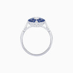Load image into Gallery viewer, Art Deco Style Marquise Shape Center Clover Ring with Diamond and Gemstone - Shahin Jewelry