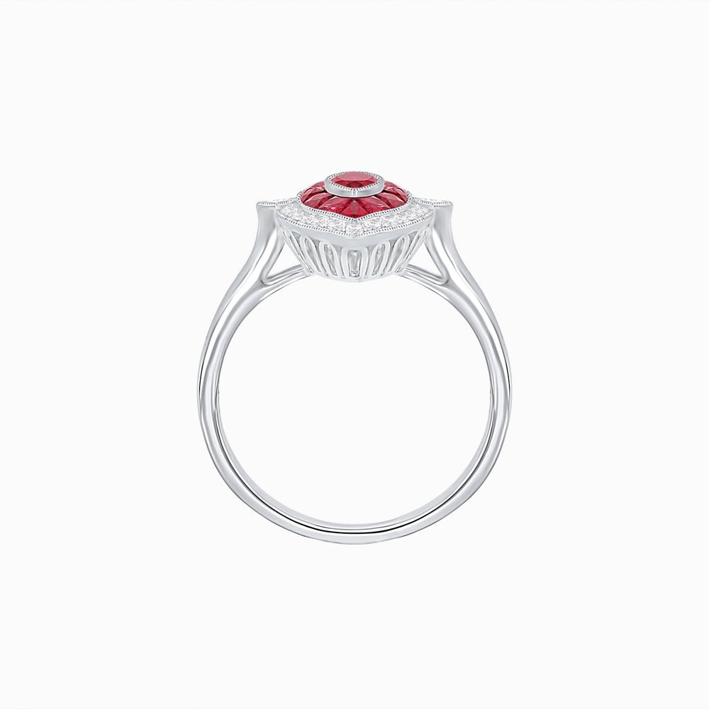Art Deco Style Marquise Shape Gemstone Ring - Shahin Jewelry