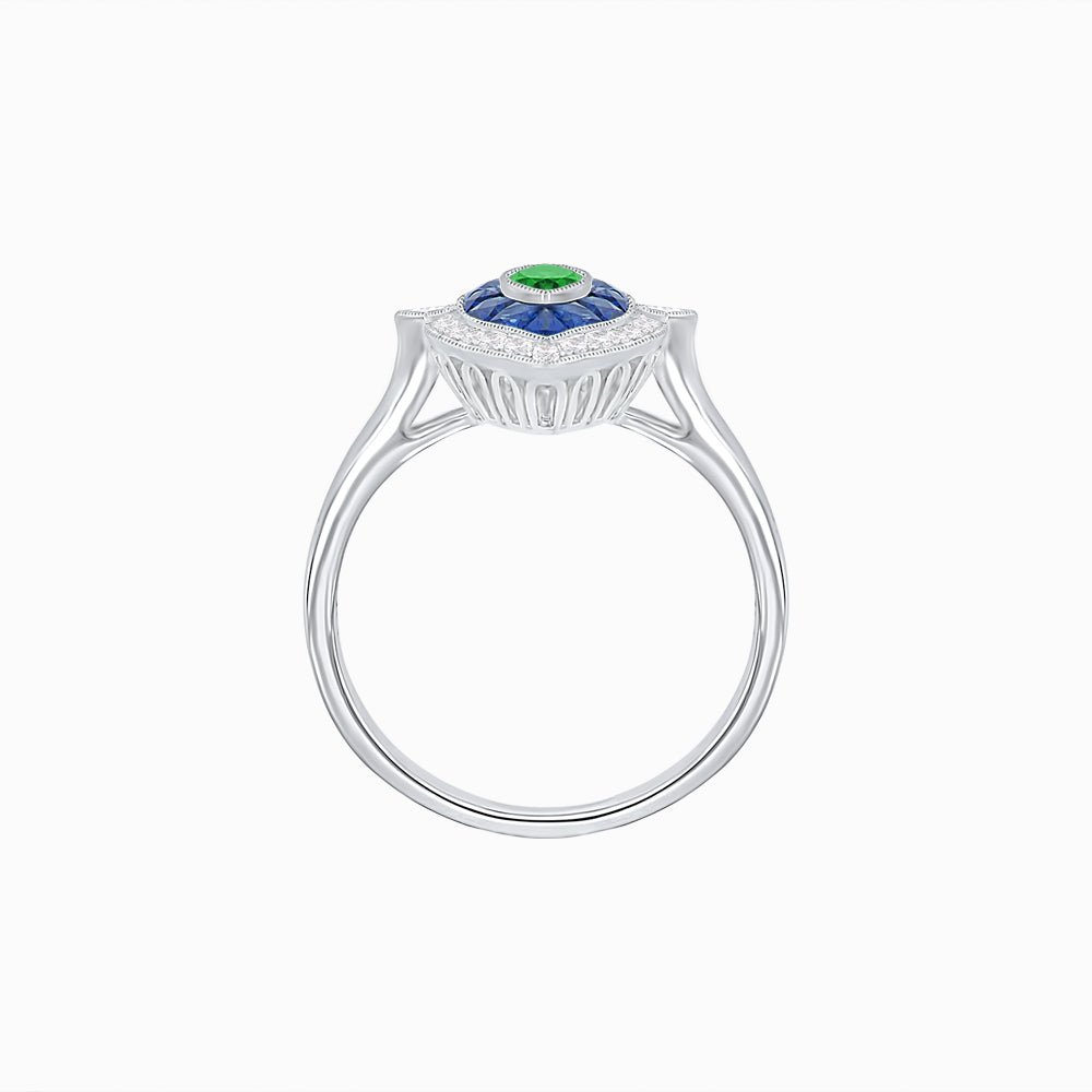 Art Deco Style Marquise Shape Gemstone Ring - Shahin Jewelry