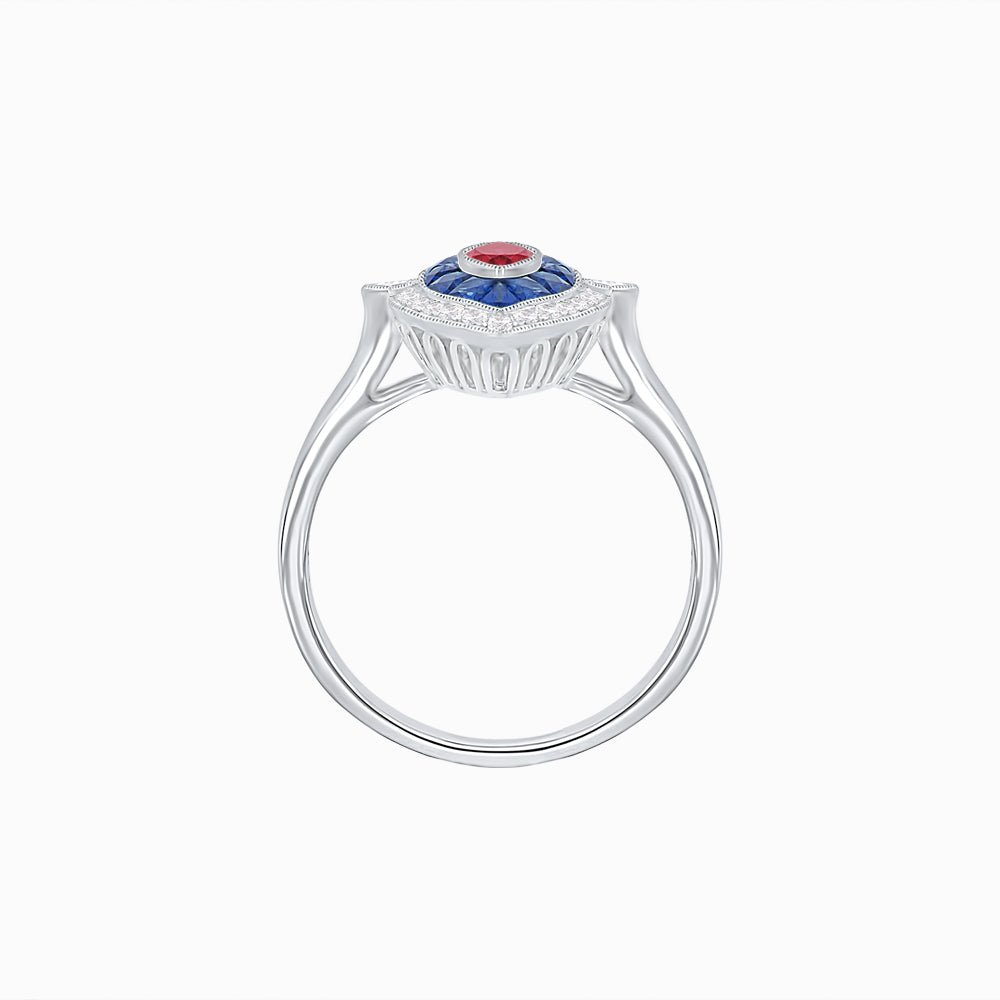 Art Deco Style Marquise Shape Gemstone Ring - Shahin Jewelry