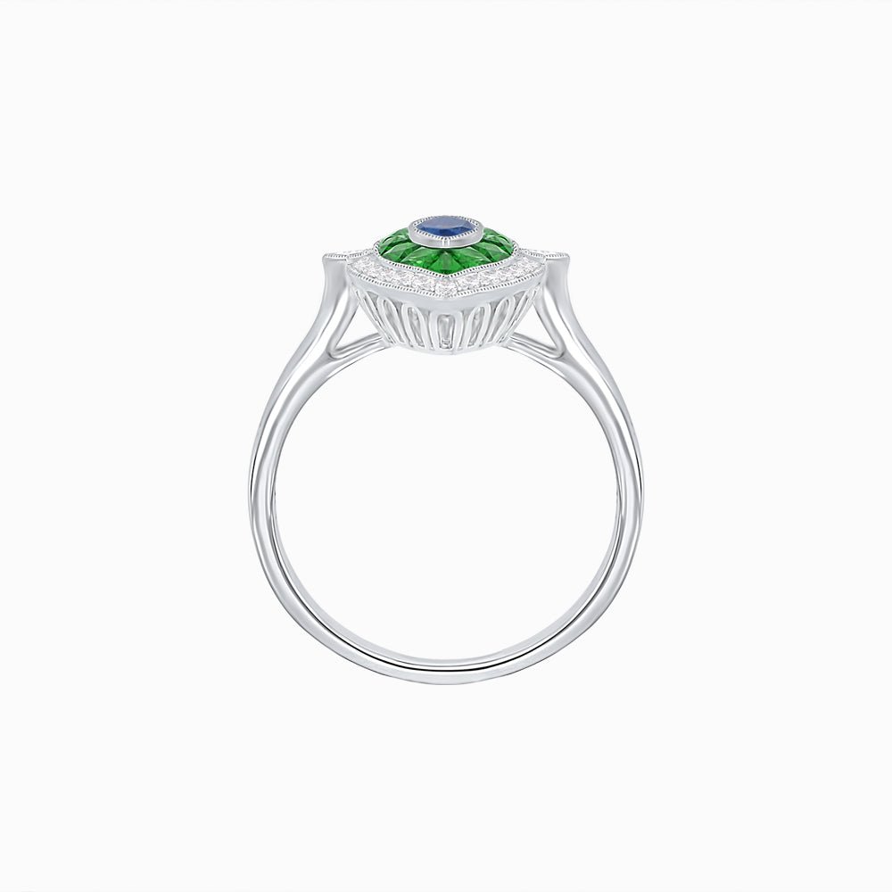 Art Deco Style Marquise Shape Gemstone Ring - Shahin Jewelry