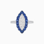Load image into Gallery viewer, Art Deco Style Marquise Shaped Antique Inspired Ring with Diamonds - Shahin Jewelry