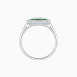 Load image into Gallery viewer, Art Deco Style Mounting Ring with Emerald Cut Center Stone and Calibre-Cut Gemstone Halo - Shahin Jewelry
