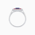 Load image into Gallery viewer, Art Deco Style Mounting Ring with Emerald Cut Center Stone and Calibre-Cut Gemstone Halo - Shahin Jewelry