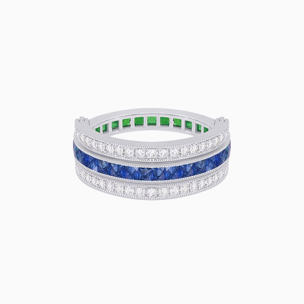 Art Deco Style Multi ColorFlip Ring with Diamond - Shahin Jewelry