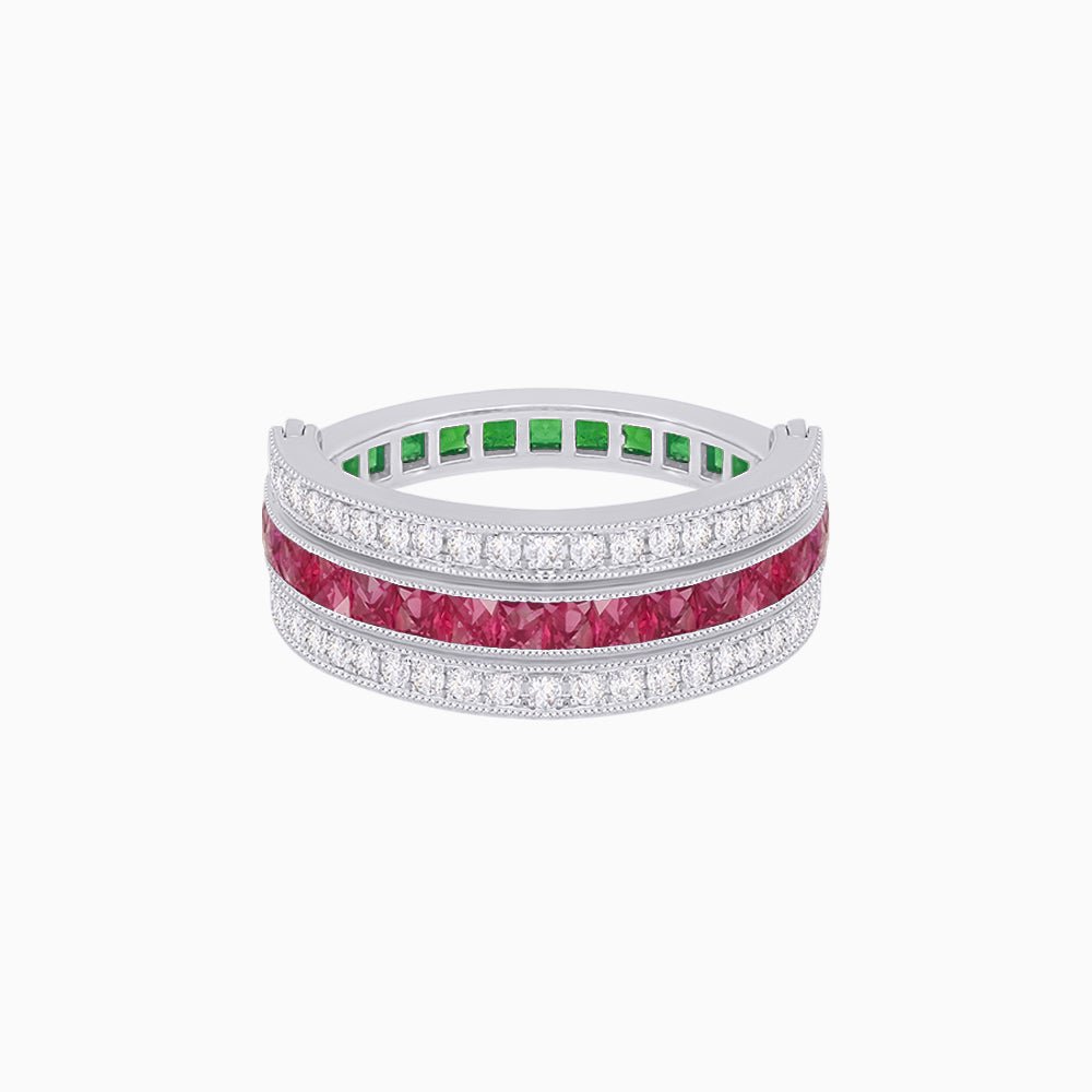 Art Deco Style Multi ColorFlip Ring with Diamond - Shahin Jewelry