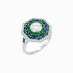Load image into Gallery viewer, Art Deco Style Octagonal Ring with Geometric Design and Customizable Center Stone - Shahin Jewelry