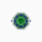 Load image into Gallery viewer, Art Deco Style Octagonal Ring with Geometric Design and Customizable Center Stone - Shahin Jewelry