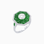 Load image into Gallery viewer, Art Deco Style Octagonal Ring with Geometric Design and Customizable Center Stone - Shahin Jewelry