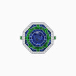 Load image into Gallery viewer, Art Deco Style Octagonal Ring with Geometric Design and Customizable Center Stone - Shahin Jewelry