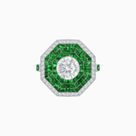 Load image into Gallery viewer, Art Deco Style Octagonal Ring with Geometric Design and Customizable Center Stone - Shahin Jewelry