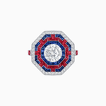 Load image into Gallery viewer, Art Deco Style Octagonal Ring with Geometric Design and Customizable Center Stone - Shahin Jewelry