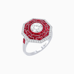 Load image into Gallery viewer, Art Deco Style Octagonal Ring with Geometric Design and Customizable Center Stone - Shahin Jewelry