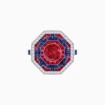 Load image into Gallery viewer, Art Deco Style Octagonal Ring with Geometric Design and Customizable Center Stone - Shahin Jewelry