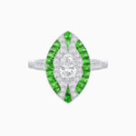Load image into Gallery viewer, Art Deco Style Oval Center Clover Ring with Diamond - Shahin Jewelry