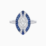 Load image into Gallery viewer, Art Deco Style Oval Center Clover Ring with Diamond - Shahin Jewelry