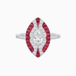Load image into Gallery viewer, Art Deco Style Oval Center Clover Ring with Diamond - Shahin Jewelry