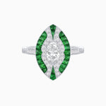 Load image into Gallery viewer, Art Deco Style Oval Center Clover Ring with Diamond - Shahin Jewelry