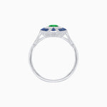 Load image into Gallery viewer, Art Deco Style Oval Center Clover Ring with Gemstone - Shahin Jewelry