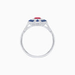 Load image into Gallery viewer, Art Deco Style Oval Center Clover Ring with Gemstone - Shahin Jewelry