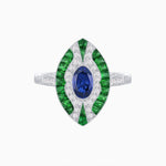Load image into Gallery viewer, Art Deco Style Oval Center Clover Ring with Gemstone - Shahin Jewelry