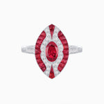 Load image into Gallery viewer, Art Deco Style Oval Center Clover Ring with Gemstone - Shahin Jewelry