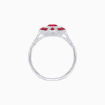 Load image into Gallery viewer, Art Deco Style Oval Center Clover Ring with Gemstone - Shahin Jewelry
