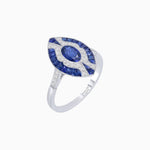 Load image into Gallery viewer, Art Deco Style Oval Center Clover Ring with Gemstone - Shahin Jewelry