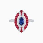 Load image into Gallery viewer, Art Deco Style Oval Center Clover Ring with Gemstone - Shahin Jewelry
