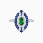 Load image into Gallery viewer, Art Deco Style Oval Center Clover Ring with Gemstone - Shahin Jewelry