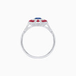 Load image into Gallery viewer, Art Deco Style Oval Center Clover Ring with Gemstone - Shahin Jewelry