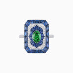 Load image into Gallery viewer, Art Deco Style Oval Cut Ring with Customizable French - Cut Gemstone Accents - Shahin Jewelry